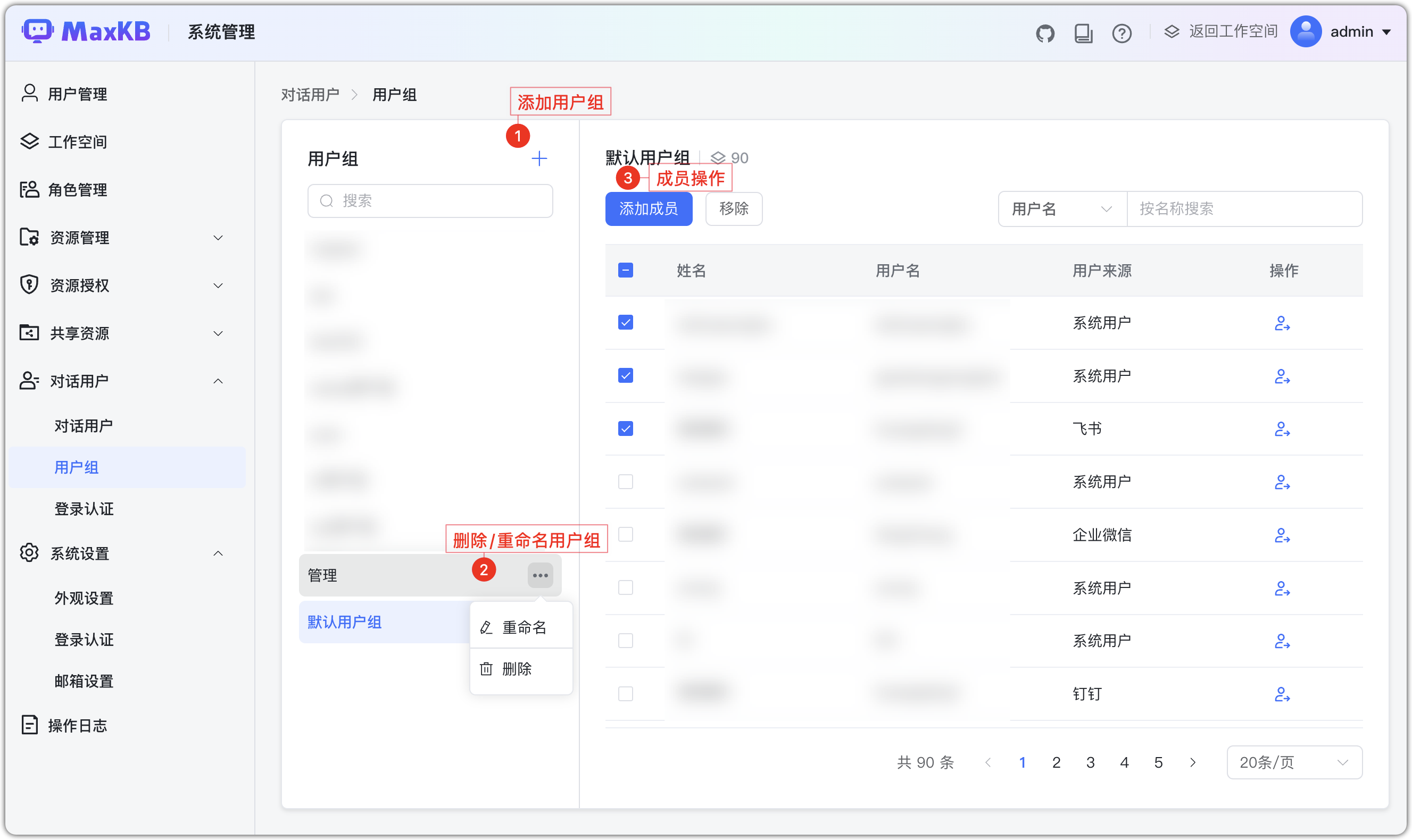删除用户组