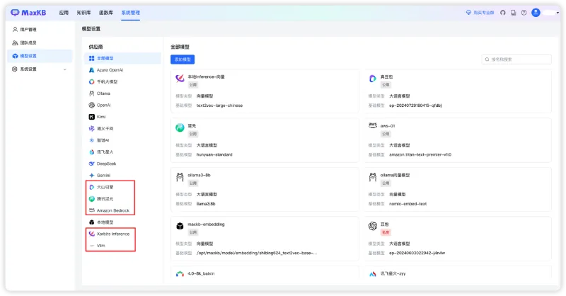 支持函数库功能，支持对接豆包、腾讯混元，MaxKB v1.5.0版本发布